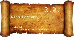Kles Mariann névjegykártya
